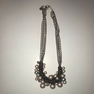 Silver and Pink Cluster Necklace